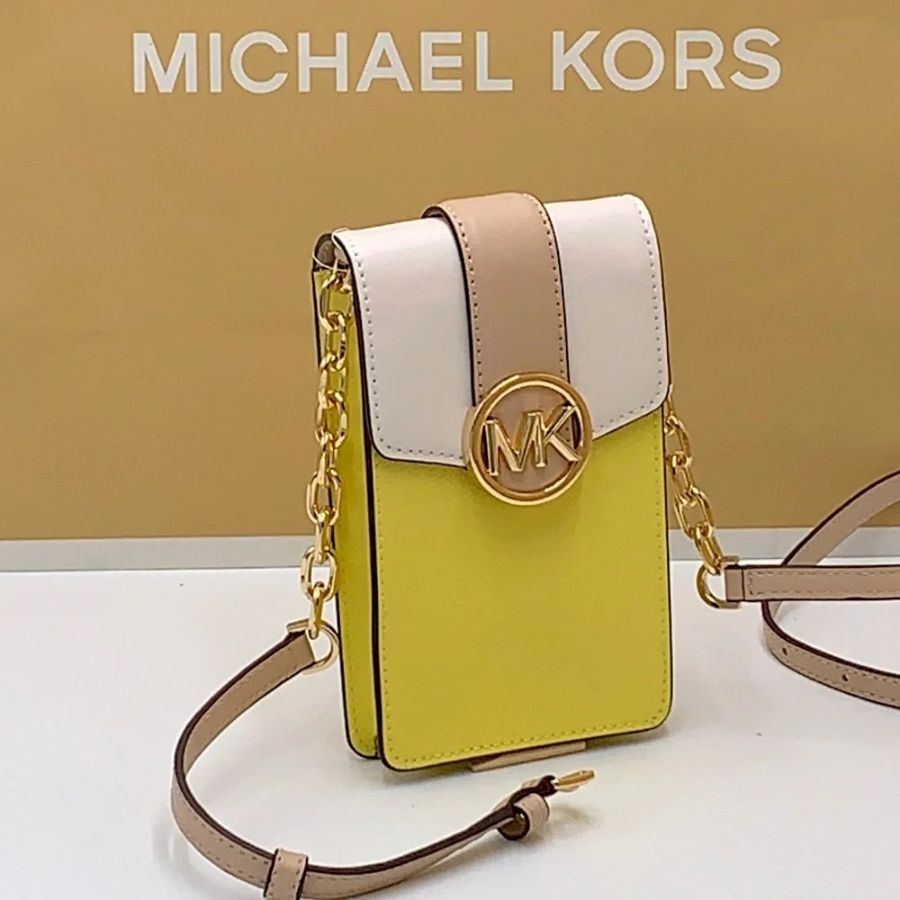 MICHAEL KORS Carmen Small Color-Block Faux Leather Phone Crossbody Bag
